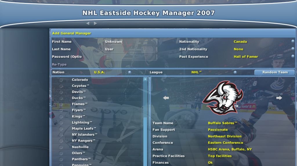 NHL Eastside Manager 2007
