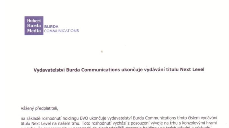 Časopis Next Level náhle končí