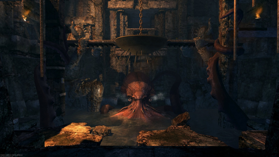 Obelstěte chobotnici v Tomb Raider Underworld