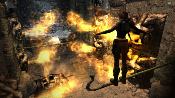 Lara na lodi v Tomb Raider Underworld