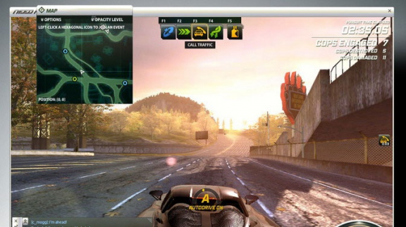 Ukázka rozhraní Need for Speed World Online