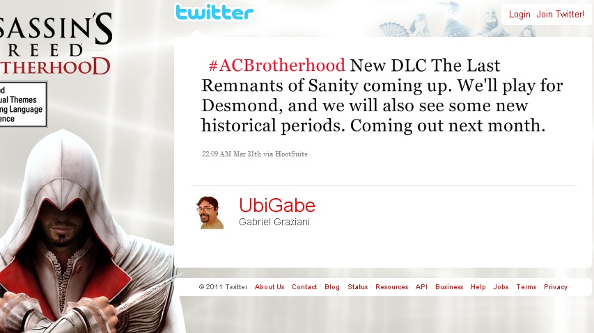 Druhé Assassin's Creed Brotherhood DLC v kůži Desmonda?