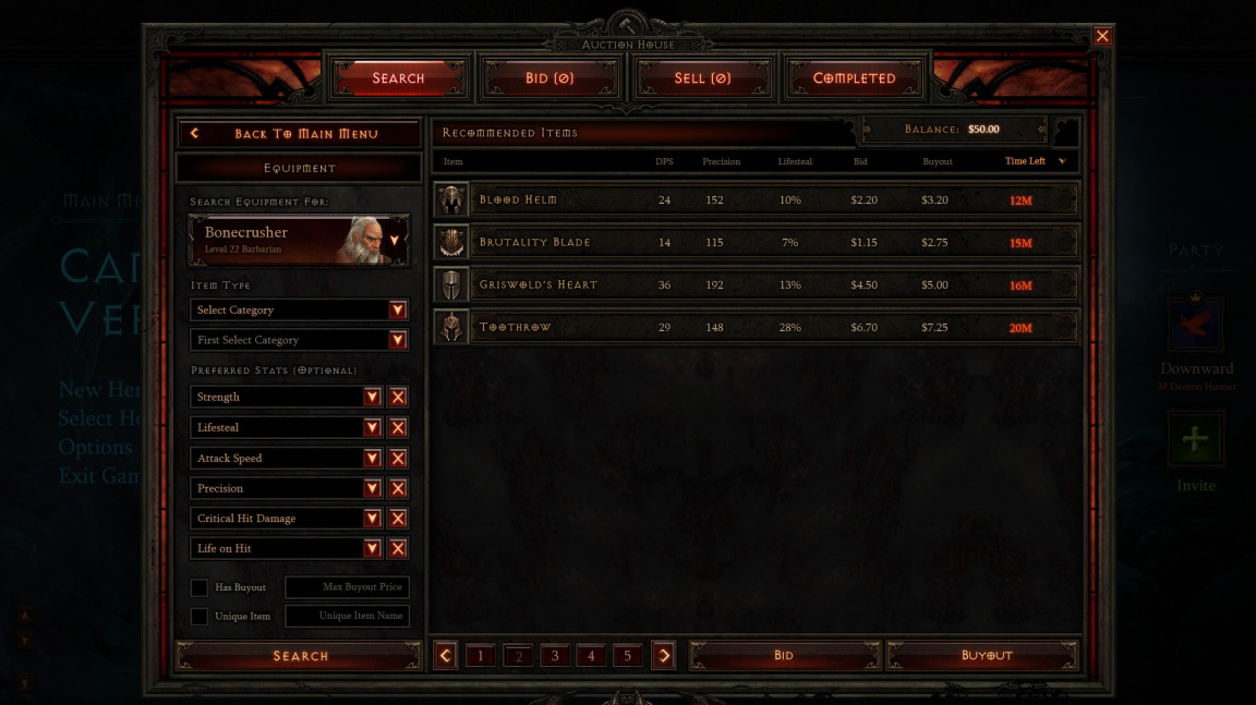 Uživatelské rozhraní Diablo III