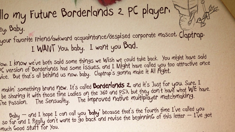 Hrdina Borderlands 2 píše PC hráči