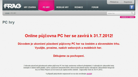 Skončila půjčovna PC her spadající pod Frag.cz