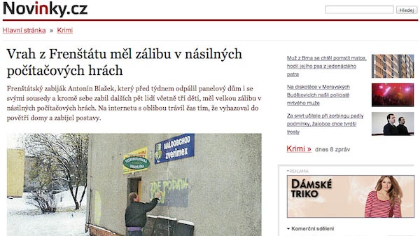 Novinky.cz spojují výbuch ve Frenštátu s hraním Counter-Strike