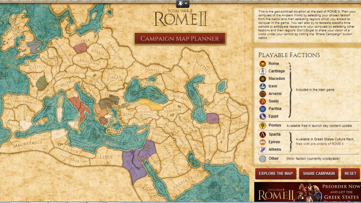 Interaktivní mapa k Total War: Rome II vám ukáže svět