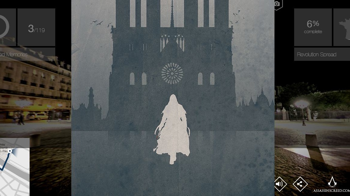 Virtuální procházka s Glumem ulicemi Paříže v doprovodném projektu Assassin's Creed Unity