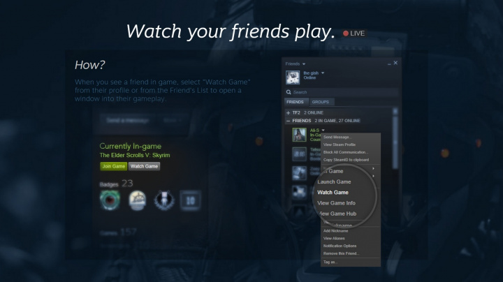 Valve testuje vody streamování s nové oznámeným Steam Broadcasting