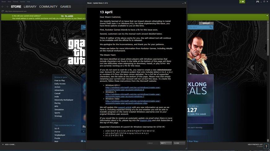 Pokud vám nejde spustit PC verze GTA V, může za to uživatelské jméno ve Windows