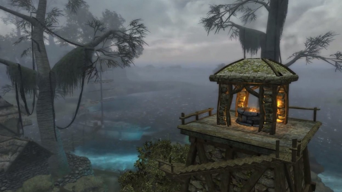 Modifikace Skywind představuje Seyda Neen, startovní přístav z Morrowindu