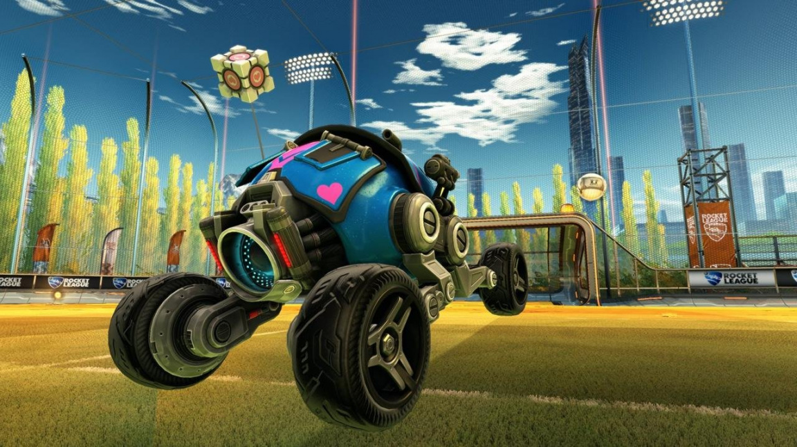 Vozítko v Rocket League si můžete vytunit ikonickými předměty z Portal her
