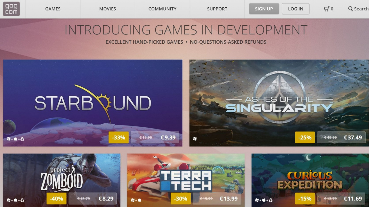 GOG nově prodává early access hry, které můžete do dvou týdnů vrátit