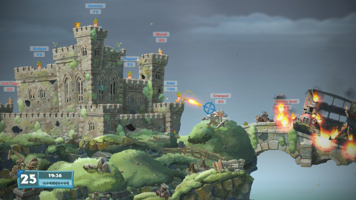Video z Worms W.M.D předvádí taktické využití boje uvnitř budov