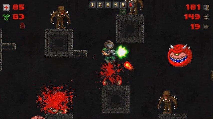 Zahrajte si zdarma dvourozměrnou mini parodii na Dooma