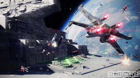 Letecké bitvy ve Star Wars: Battlefront II vypadají krásně, stíhačkou se prolétne dokonce i mistr Yoda