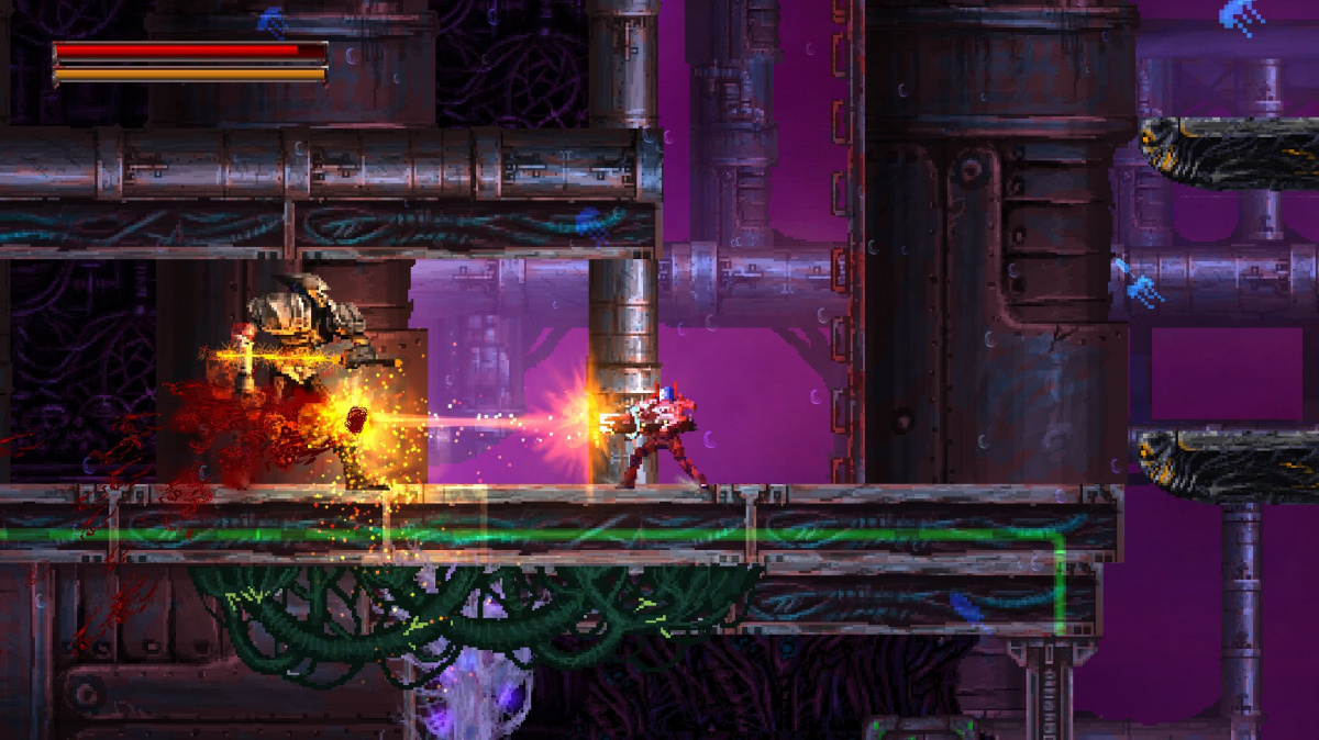 Akční plošinovka Valfaris skládá hold metalu, sci-fi a brutálnímu retru