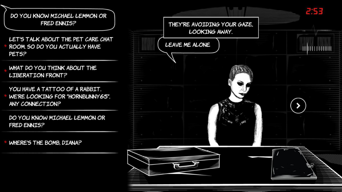 V adventuře Interrogation máte při výslechu jen pár minut na zastavení teroristického útoku