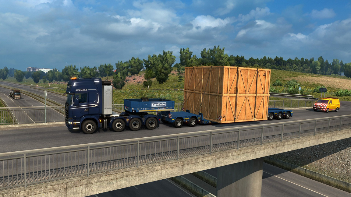 Euro Truck Simulator 2 přidává tak obří náklady, že na ně potřebujete pomocný doprovod