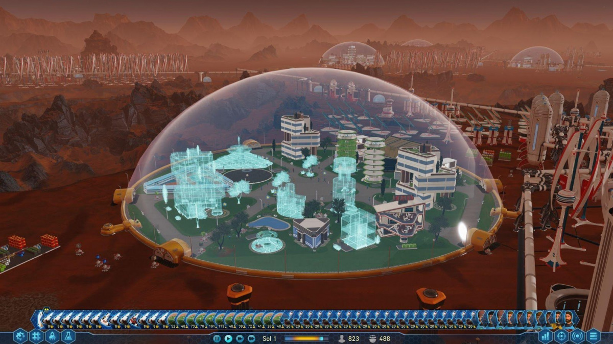 Kolonizace rudé planety v Surviving Mars je zase o něco náročnější, ale zároveň levnější