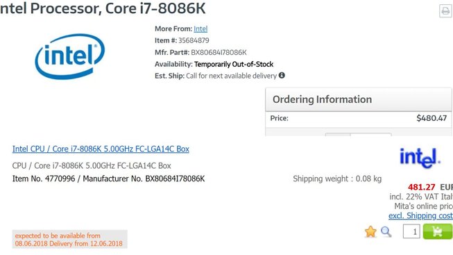 Procesor Intel Core i7-8086K - techpowerup