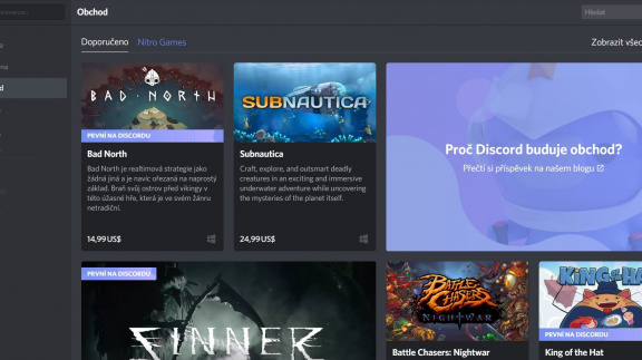 Discord otevírá svůj obchod s desítkami pečlivě vybraných titulů
