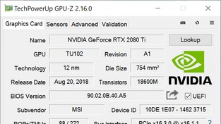 MSI GeForce RTX 2080 Ti Gaming X Trio GPU-Z