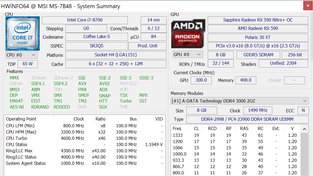 Testovací sestava se Sapphire Radeon RX 590 Nitro+ Special Edition (HWInfo)