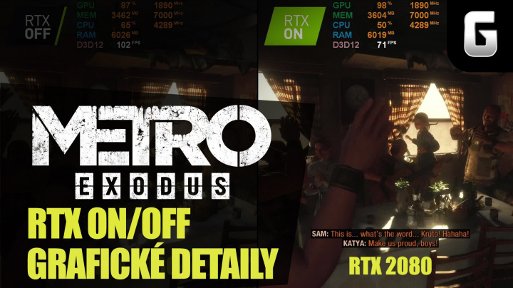 Metro Exodus: RTX ON/OFF a srovnání grafických detailů