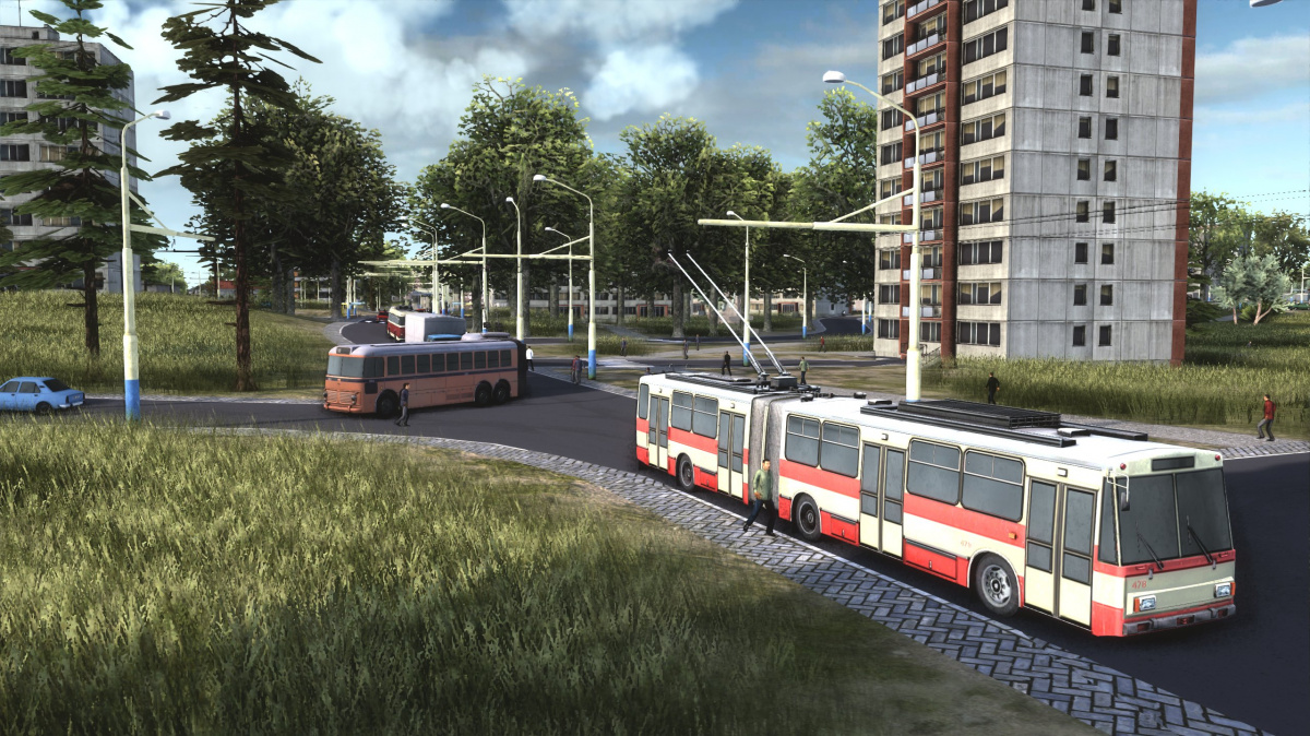 Prostí občané ve Workers & Resources: Soviet Republic mohou cestovat trolejbusy i vlastními vozy