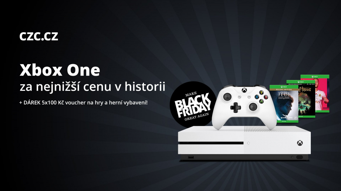Black Friday na CZC.cz pokračuje nejlevnějšími konzolemi Xbox One v historii + vouchery na 5× 100 Kč jako dárek