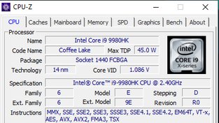 CPU-Z Acer Predator Helios 700