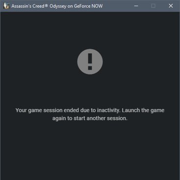 GeForce Now ukončení z důvodu neaktivity