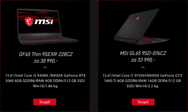 MSI notebooky