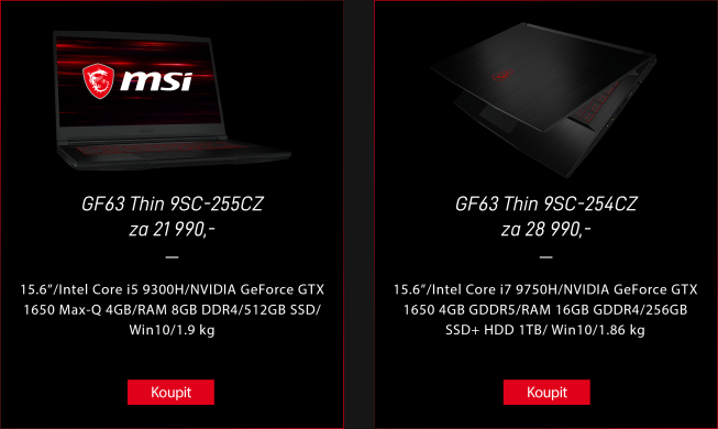MSI notebooky