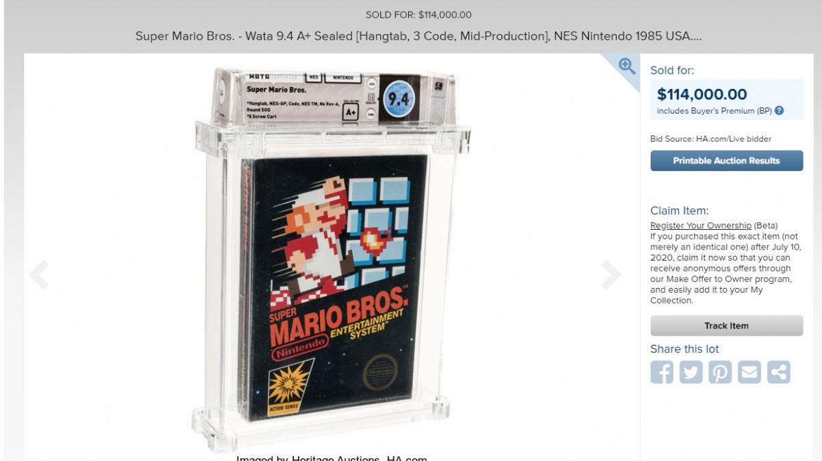 Ještě zabalený 35 let starý Super Mario Bros. se stal nejdražší hrou na světě