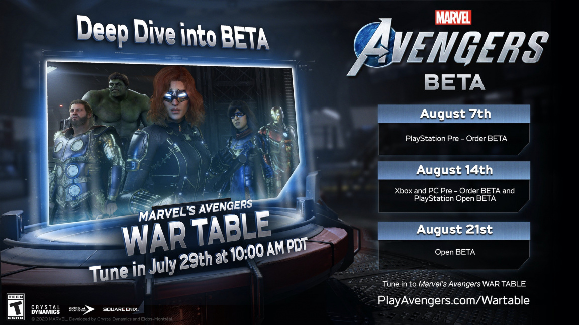 V průběhu srpna proběhnou čtyři veřejné beta testy Marvel’s Avengers