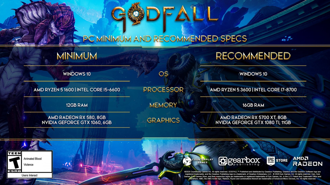 Godfall na hardwarových nárocích vážně nešetří