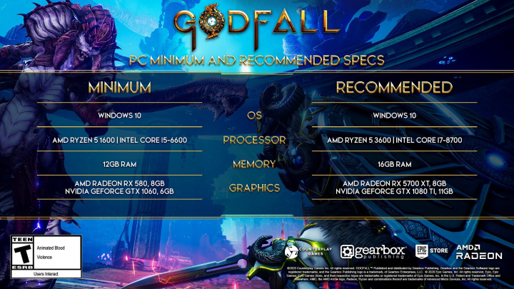 Godfall na hardwarových nárocích vážně nešetří