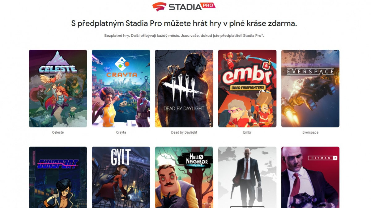 Stadia se letos rozroste o víc než 100 her