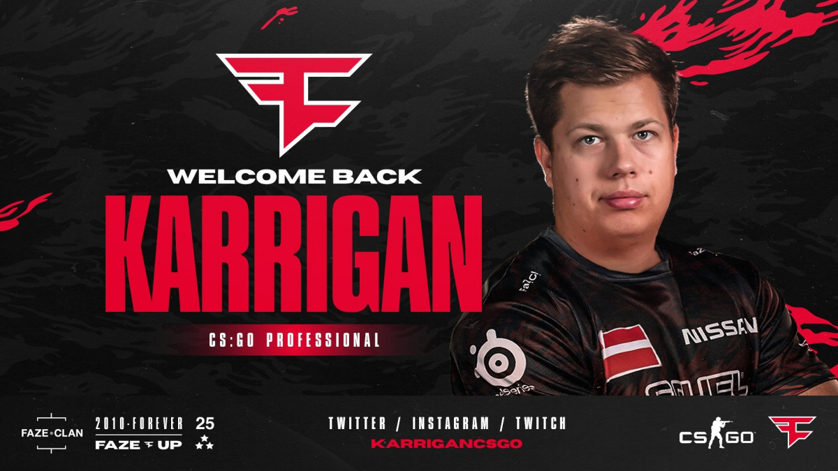 Karrigan nahradí Olofmeistera v celku FaZe Clan