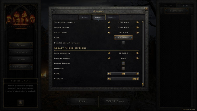 Nastavení grafiky Diablo II: Resurrected