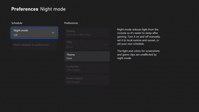 Xbox Night Mode