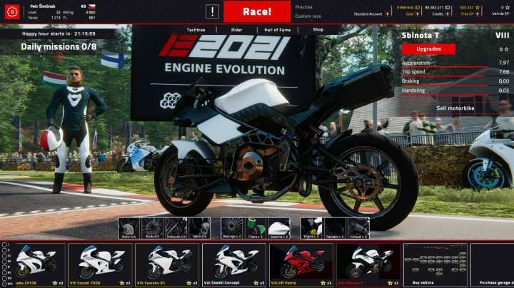 České free-to-play závody motorek Engine Evolution 2021 mají prvky z World of Tanks