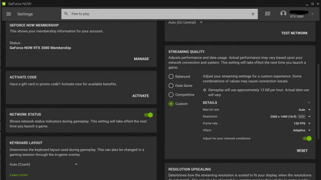 GeForce NOW „RTX 3080“