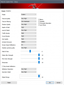 Spider-man RTX (settings)