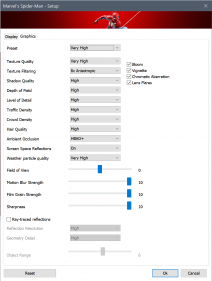 Spider-man RTX (settings)