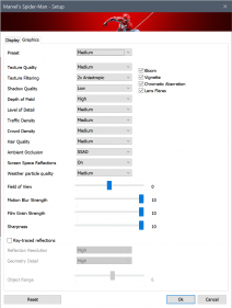 Spider-man RTX (settings)