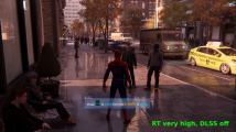 Spider-man RT: srovnání DLSS on/off – RT on/off