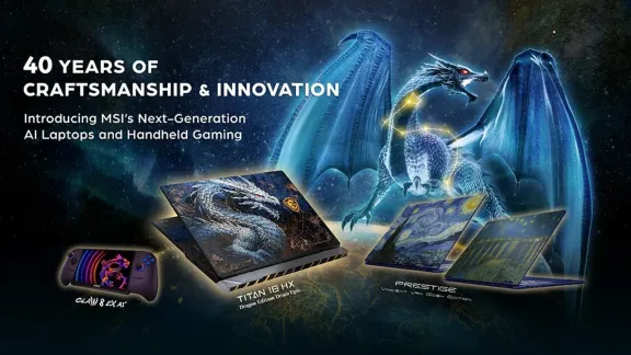 Společnost MSI představila na veletrhu COMPUTEX 2026 první notebook s NVIDIA RTX Spark, handheld Claw 8 EX AI+ a notebook Titan 18 HX Dragon Edition Draco Epic